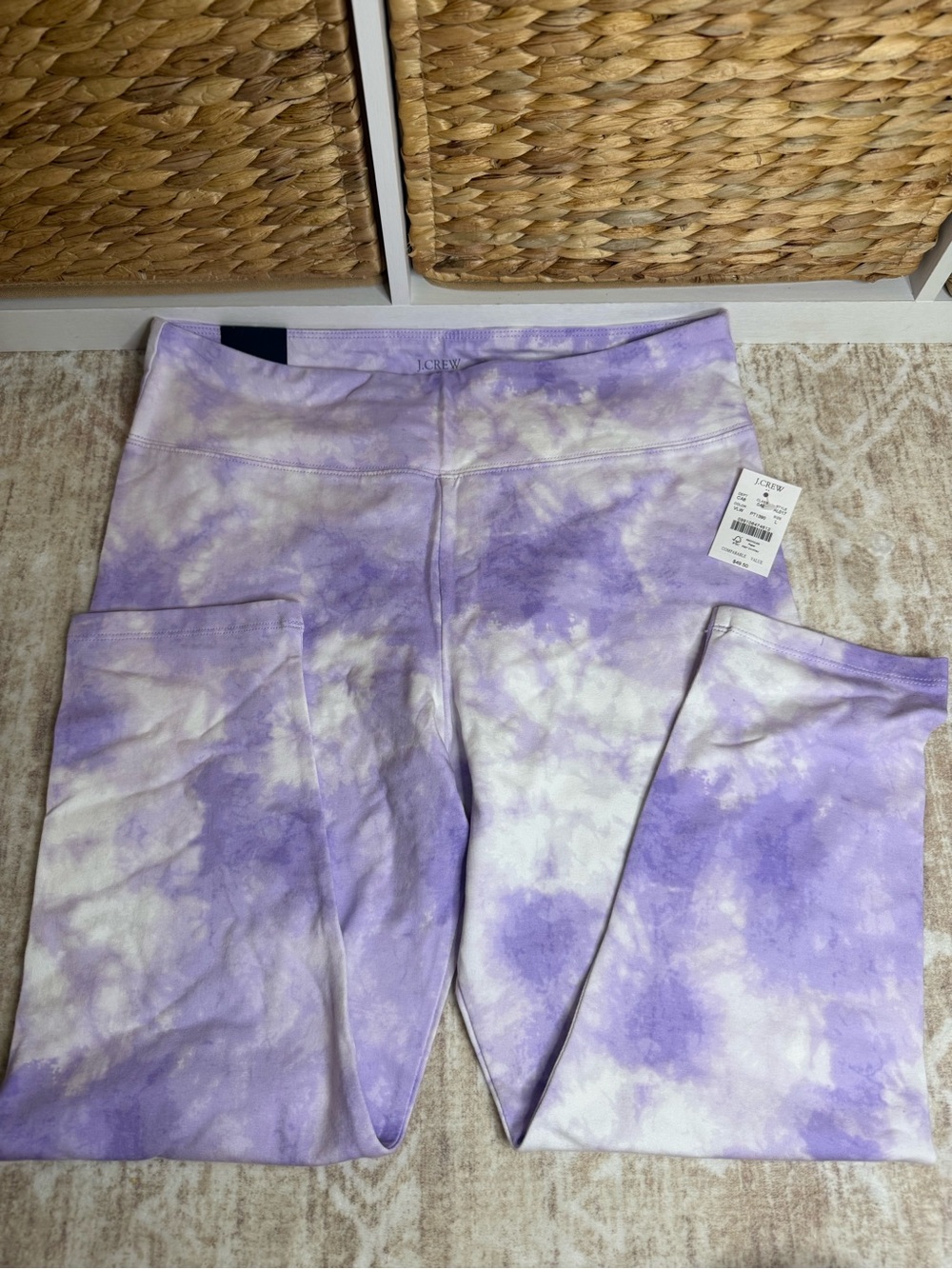 J. Crew Lavender and White Tie-Dye Leggings